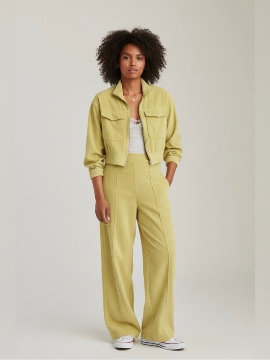 aerie Pants - Aerie Groove-On Velour High Waisted Flare Pant and Cropped Zip Front Jacket Set